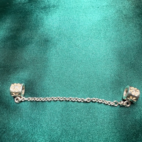 Pandora Silver Safety Chain with Gold Floral Accents - Picture 1 of 2